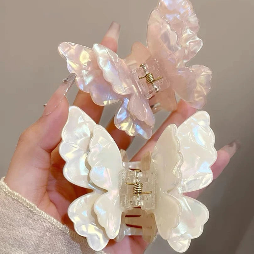 AWAYTR Fairy Butterfly Hair Claw Acetate Crab Hair Clip Sweet Princess Shark Clip for Women Girl Hairpin Hair Accessories