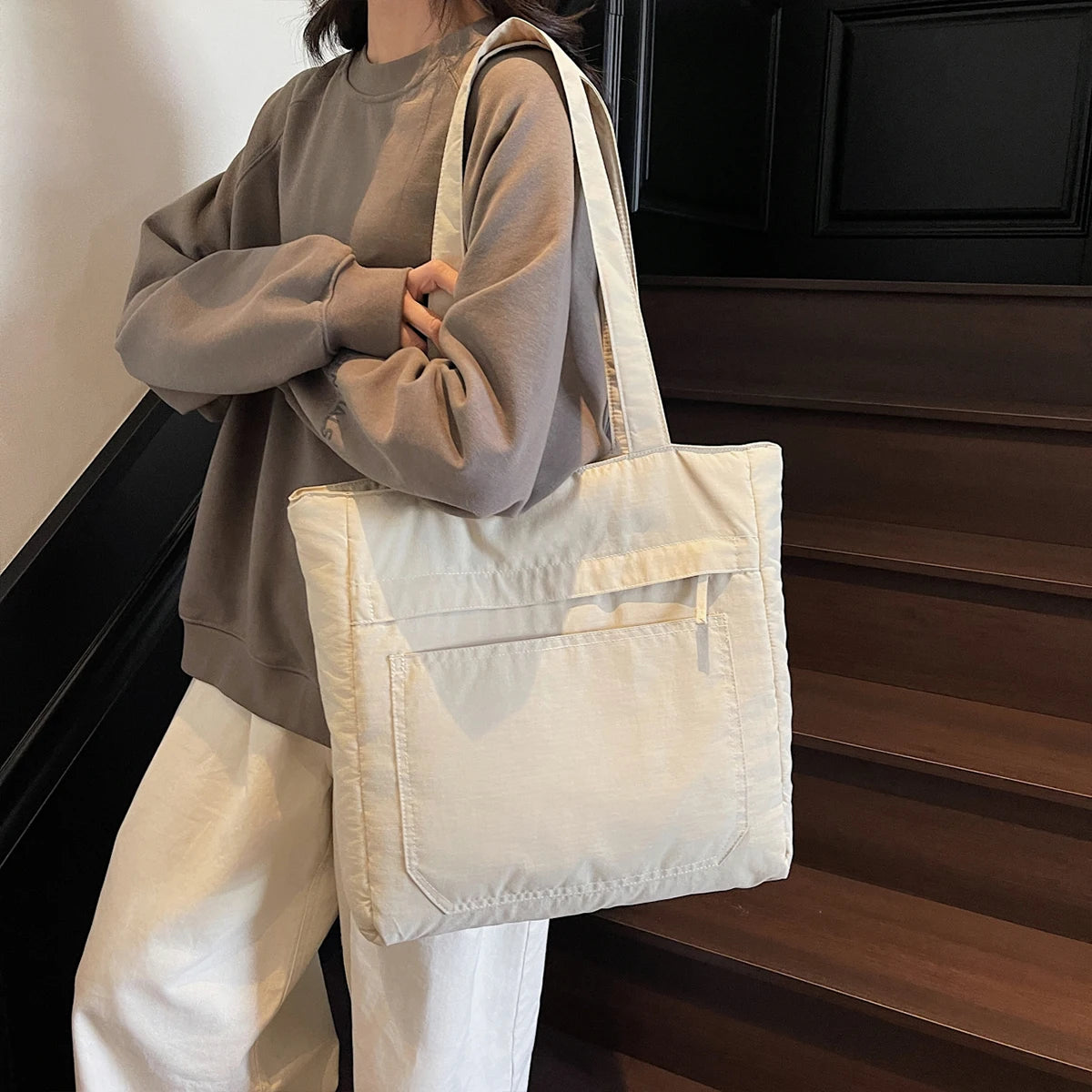 Large-Capacity Tote Canvas Bag for Work and Outings, Good-Looking Work Clothing, Versatile Student Bag, Shoulder Bag, Satchel Tote Bag, Shopping, Playing and Class
