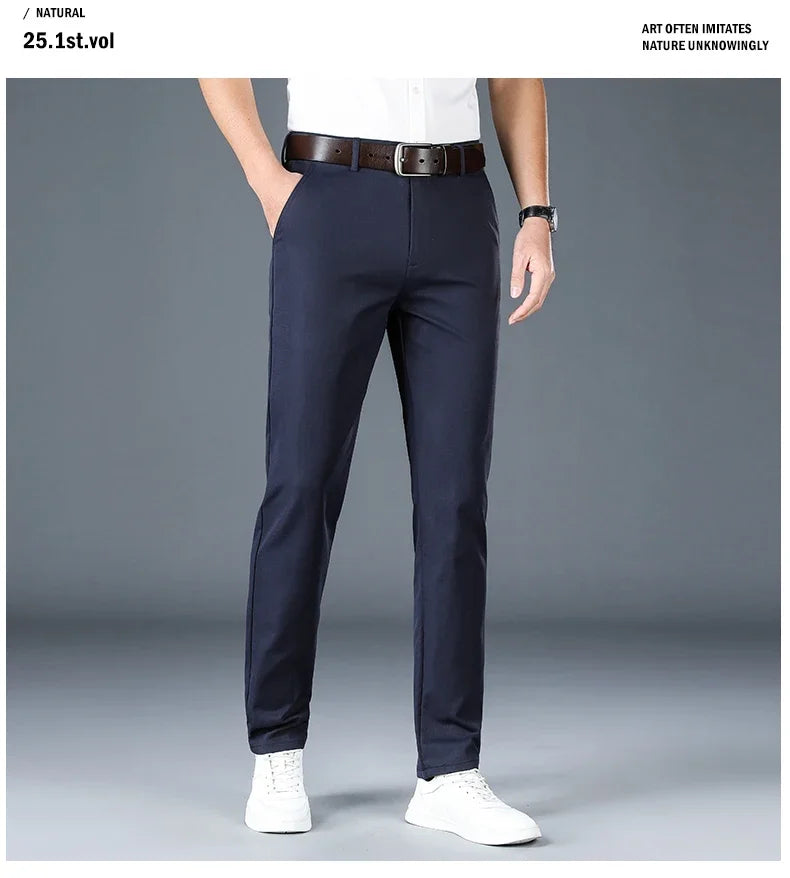 2024 Spring Autumn Men's Casual Pants Man Slim Fit Chinos Fashion Trousers Male Formal Trousers Brand Clothing Plus Size 30-40