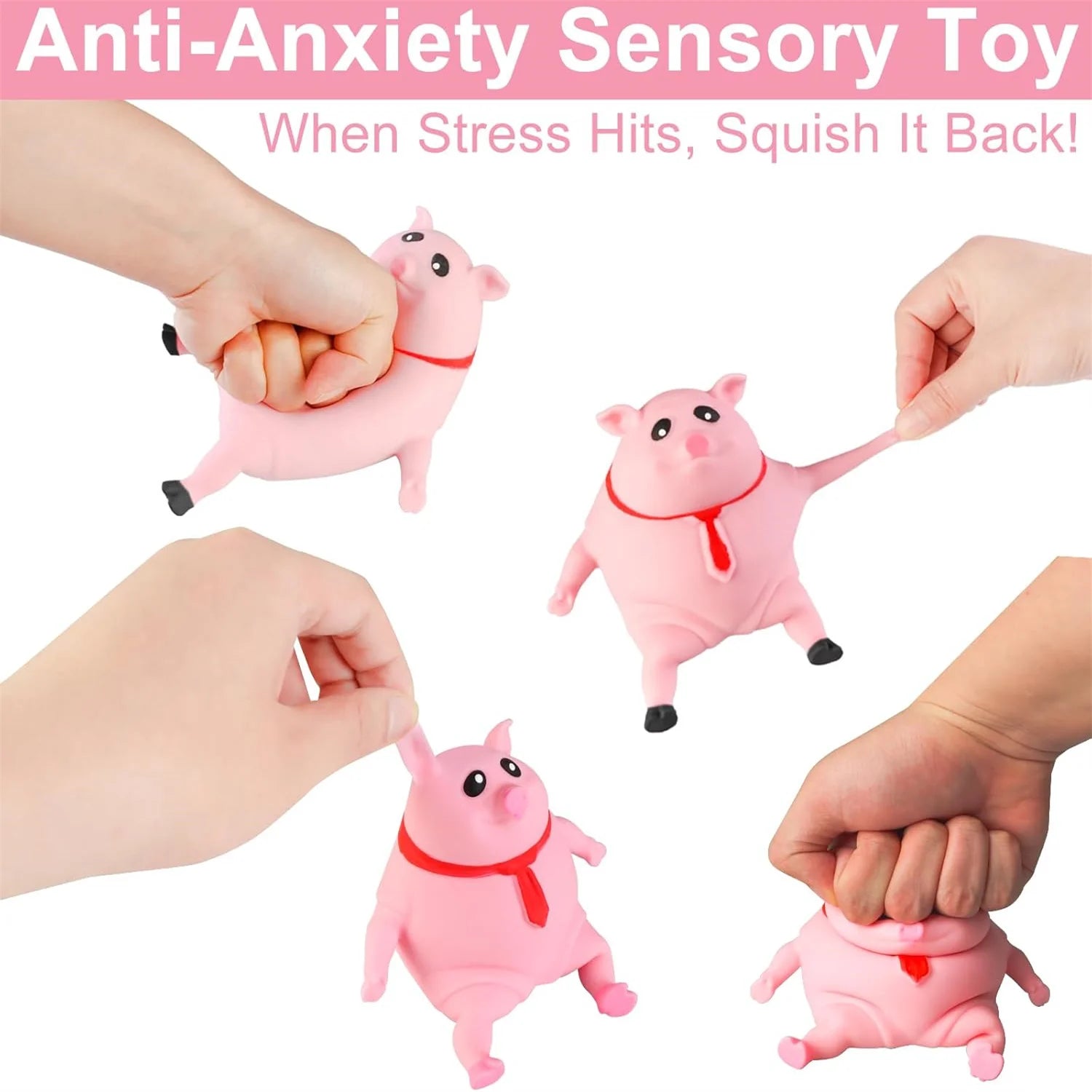 Cute Squishy Pig Stress Relief Pig Squeeze Toys to Anxiety, Funny Stretch Animal Splat Toys for Autism & ADHD Decompression Toy