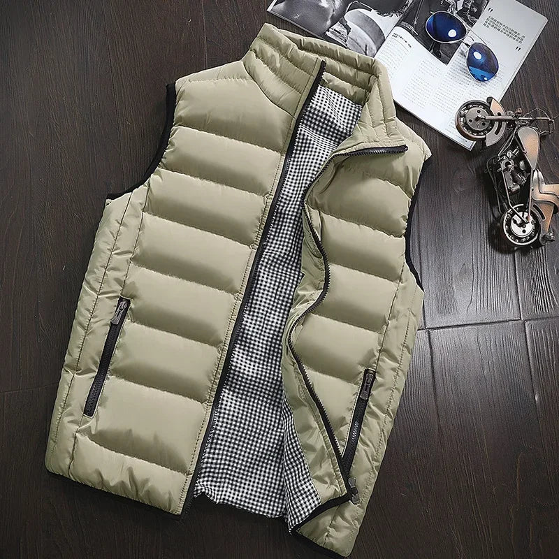 New Autumn Casual Sleeveless Vest Men Jacket Fashion Warm Windproof Cotton Coat Male Winter High Quality Clothing Men Waistcoat