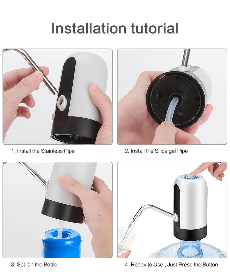 No More Lifting Heavy Bottles! Portable USB Electric Water Pump