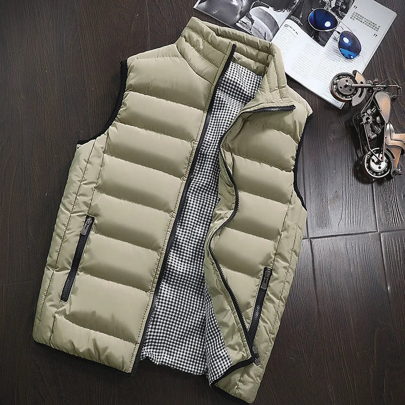 New Autumn Casual Sleeveless Vest Men Jacket Fashion Warm Windproof Cotton Coat Male Winter High Quality Clothing Men Waistcoat
