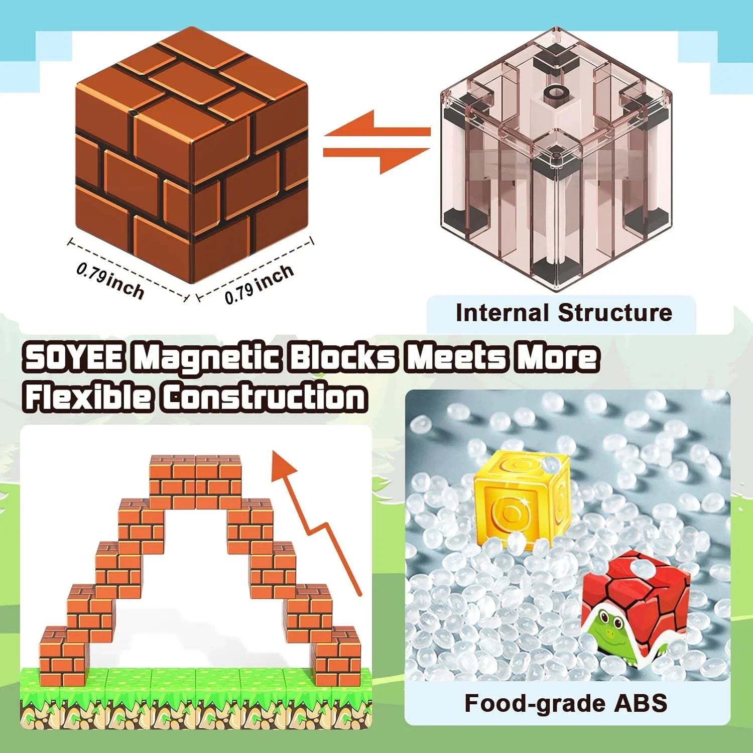 Magnetic building blocks create a mining magnet world for boys and girls, magnetic structure magnetic puzzle set, Montessori sen