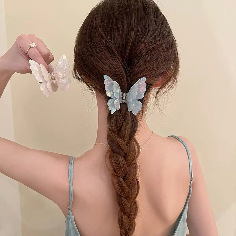 AWAYTR Fairy Butterfly Hair Claw Acetate Crab Hair Clip Sweet Princess Shark Clip for Women Girl Hairpin Hair Accessories