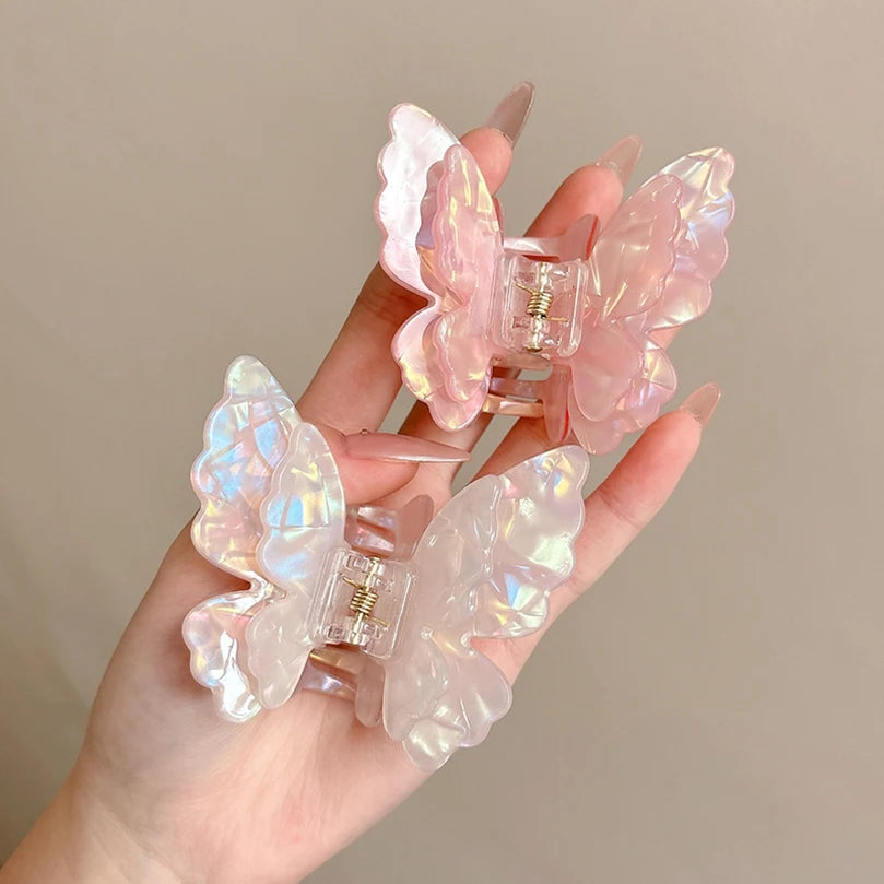 AWAYTR Fairy Butterfly Hair Claw Acetate Crab Hair Clip Sweet Princess Shark Clip for Women Girl Hairpin Hair Accessories