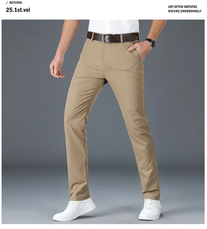 2024 Spring Autumn Men's Casual Pants Man Slim Fit Chinos Fashion Trousers Male Formal Trousers Brand Clothing Plus Size 30-40