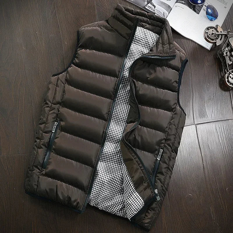 New Autumn Casual Sleeveless Vest Men Jacket Fashion Warm Windproof Cotton Coat Male Winter High Quality Clothing Men Waistcoat