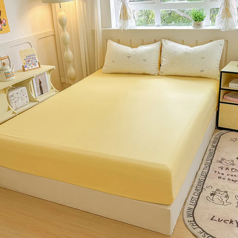 100% Microfiber Elastic Fitted Sheet Solid Color Double Bed Sheets Machine Washable Dust-Proof Mattress Cover with Deep Pocket