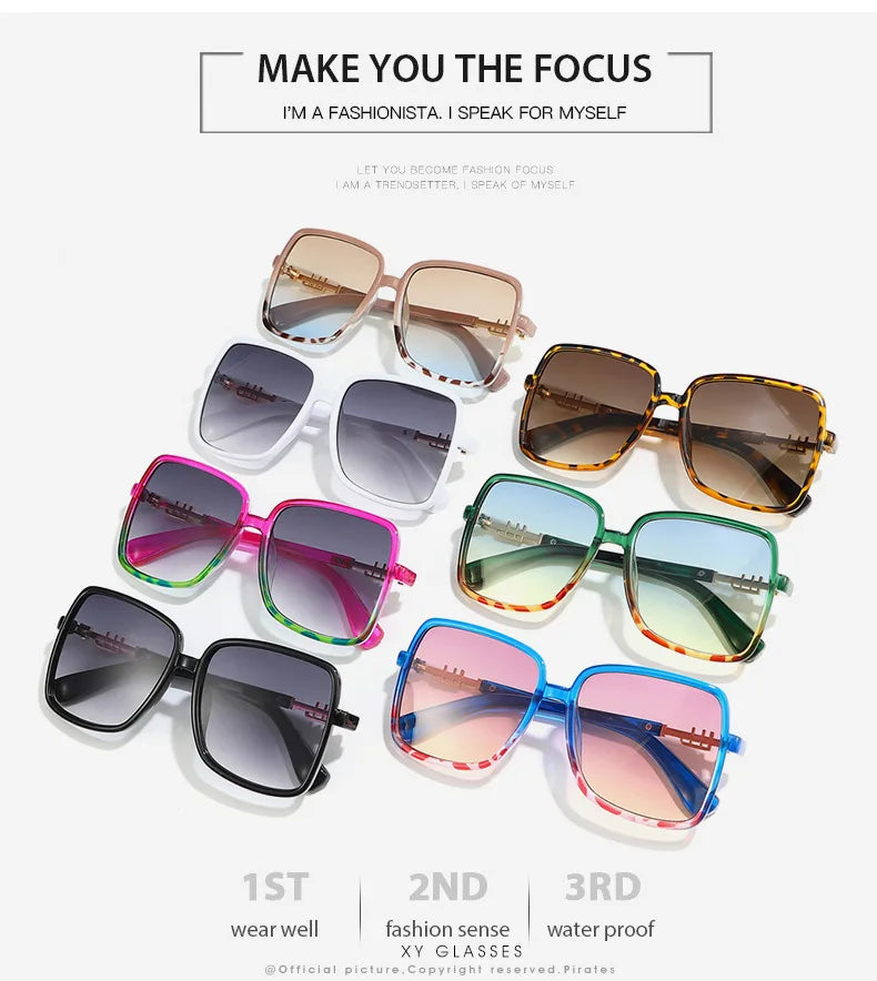 New Oversized Rectangle Sunglasses Women's Fashion Square Sun Glasses Men's Classic Vintage Eyewear UV400 Oculos De Sol