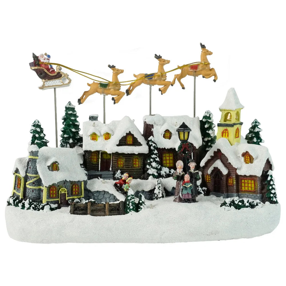 New Luminous Christmas Music House Flying Deer Christmas Decorations Festival Crafts