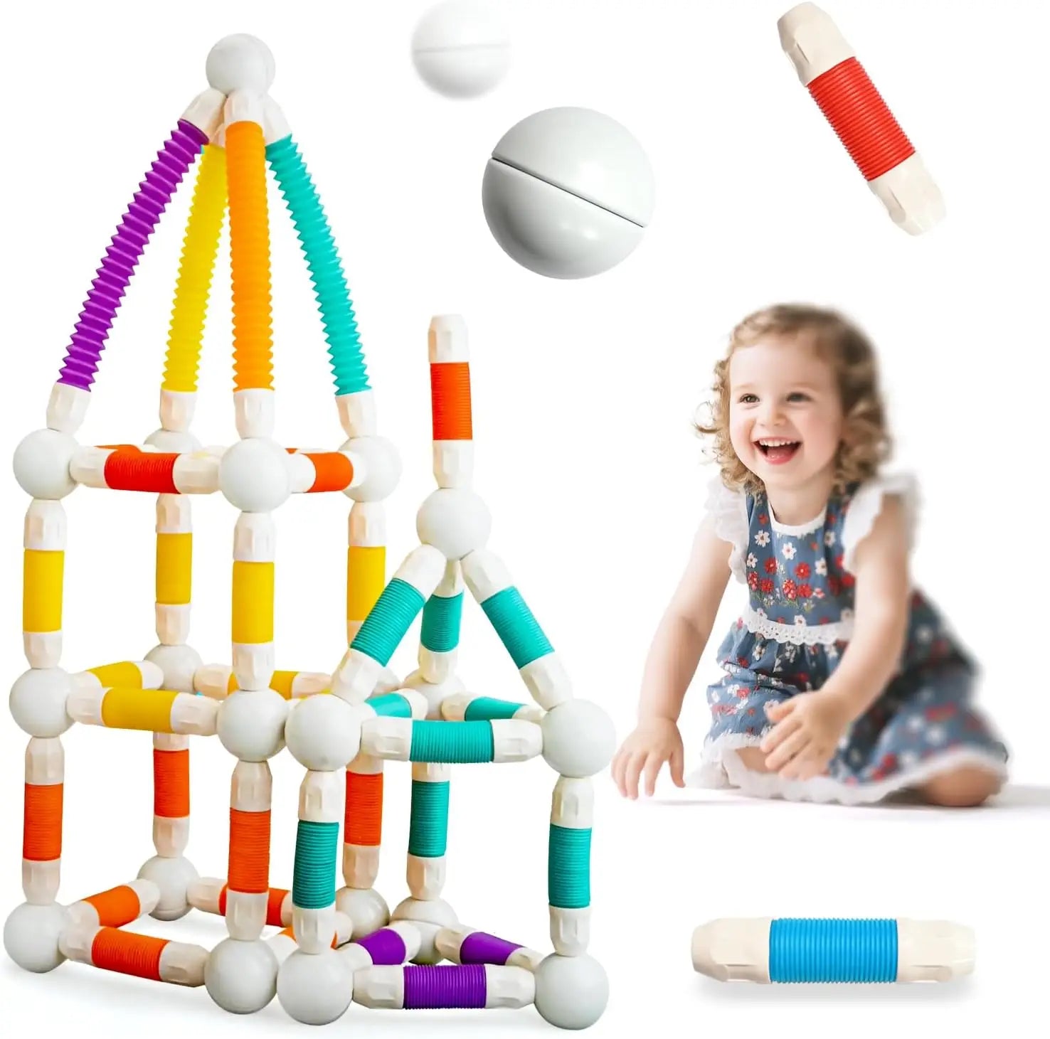 Flexible Retractable Magnetic Sticks Building Toy Set, Magnetic Tube Block, Flexible STEM Building Toys for 3+ Year Block Toys