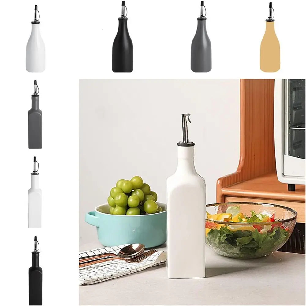 Reduce Oxidation Ceramic Olive Oil Dispenser Bottle Empty Modern Design Opaque Oil Cruet with Label Stickers Leak-proof