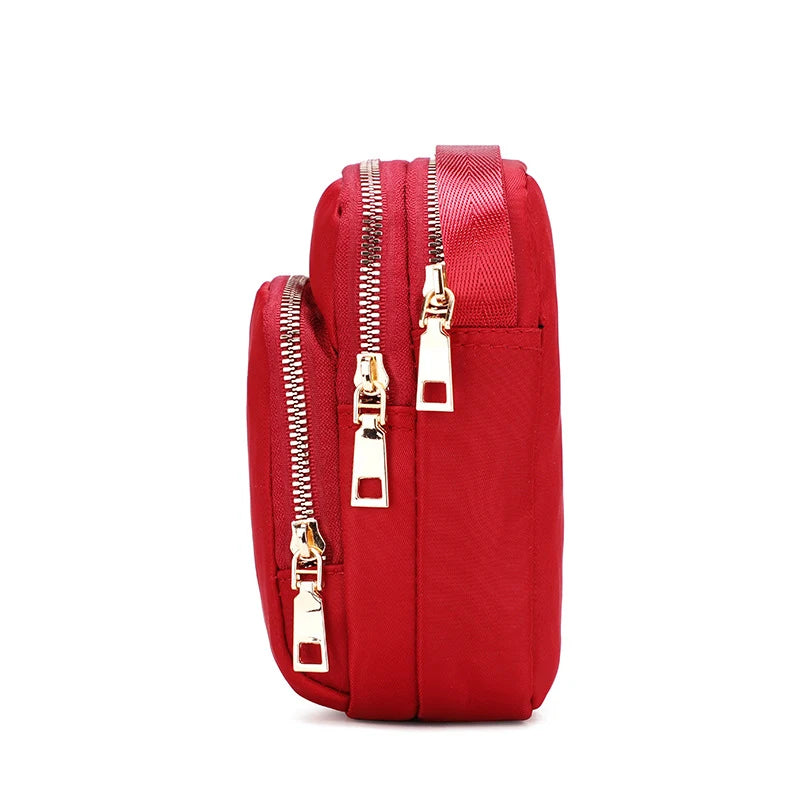 Mobile Phone Crossbody Bags for Women Fashion Ladies Shoulder Bag 3 Layer Waterproof Oxford Small Cell Phone Purse Wallet