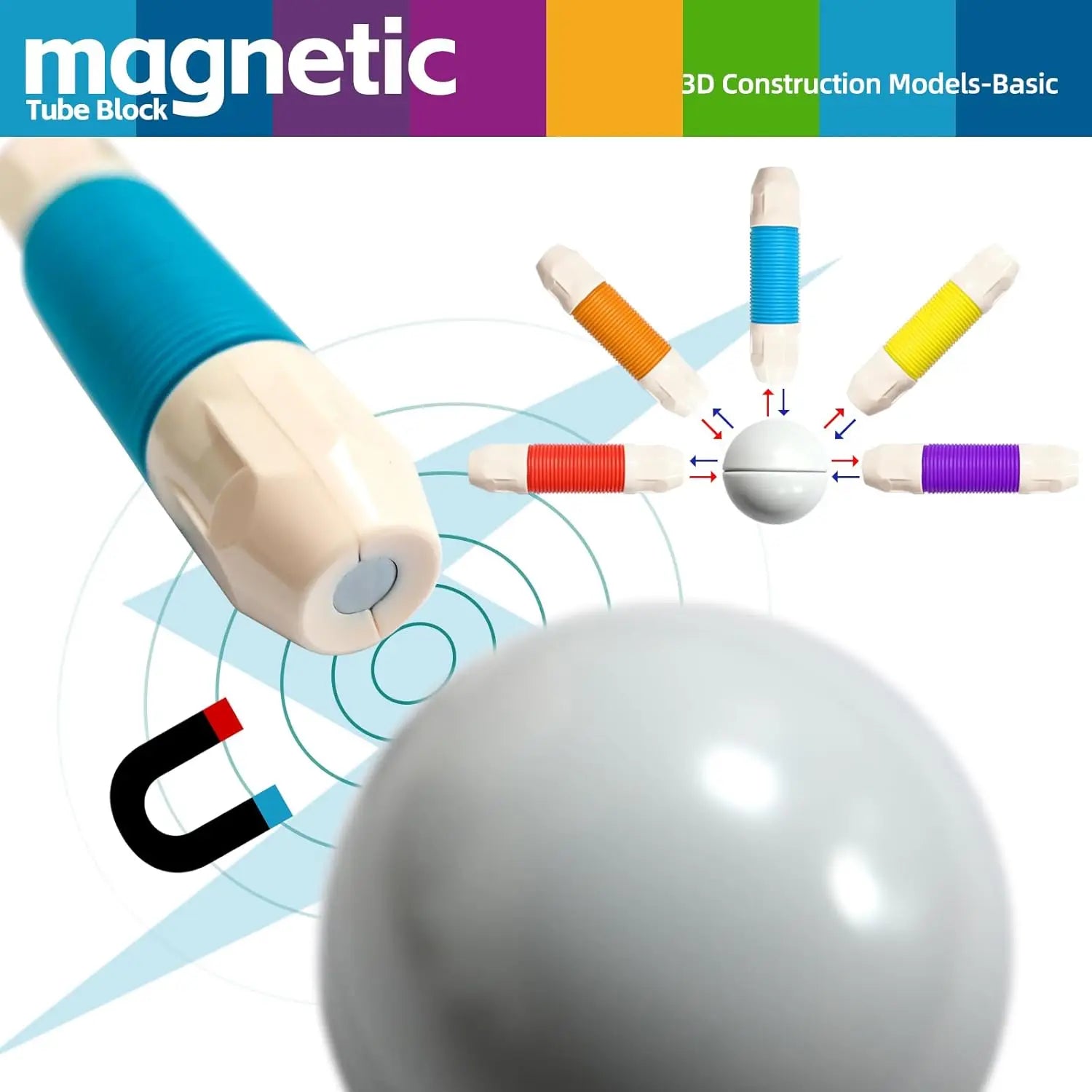 Flexible Retractable Magnetic Sticks Building Toy Set, Magnetic Tube Block, Flexible STEM Building Toys for 3+ Year Block Toys