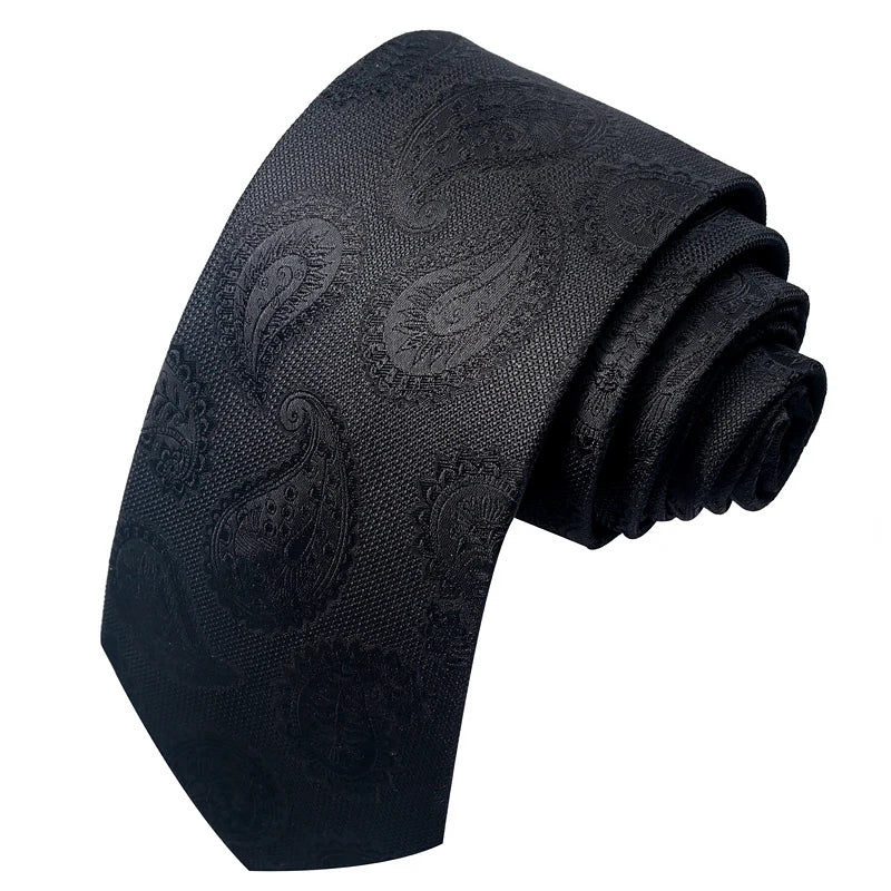 Top Grade Classic 8 cm Silk Tie Black Solid Gravatas For Men Suit Accessories Fit Wedding Workplace Birthday Gift