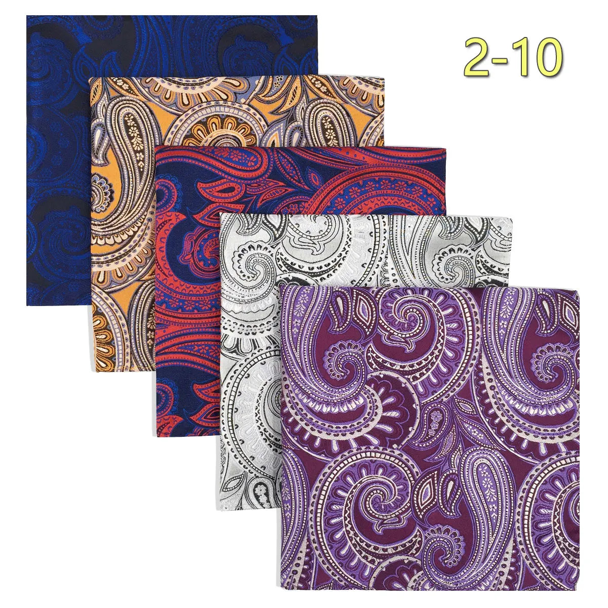 5 Pieces Colorful Assorted Mens Pocket Square Classic Handkerchief Set Gift