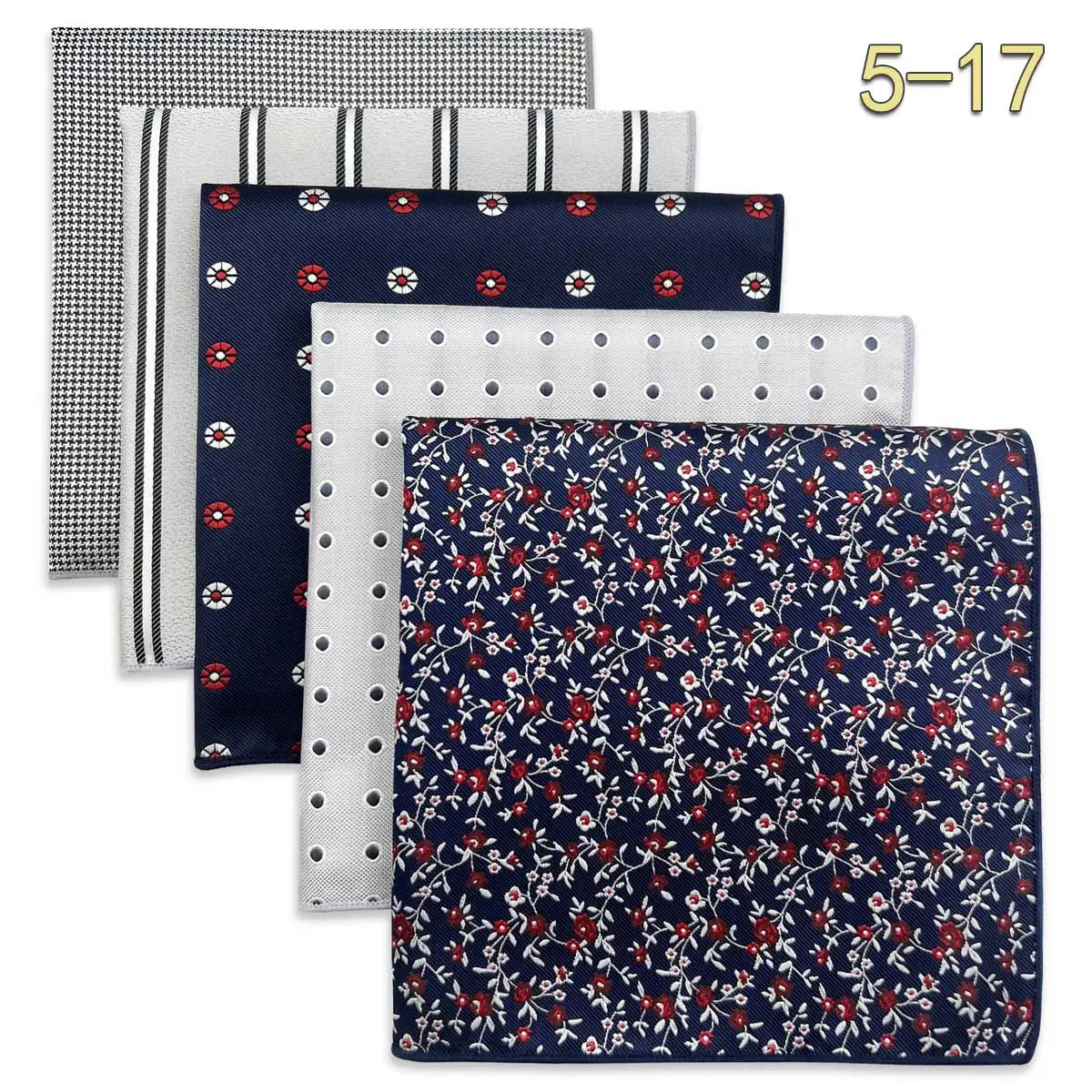 5 Pieces Colorful Assorted Mens Pocket Square Classic Handkerchief Set Gift