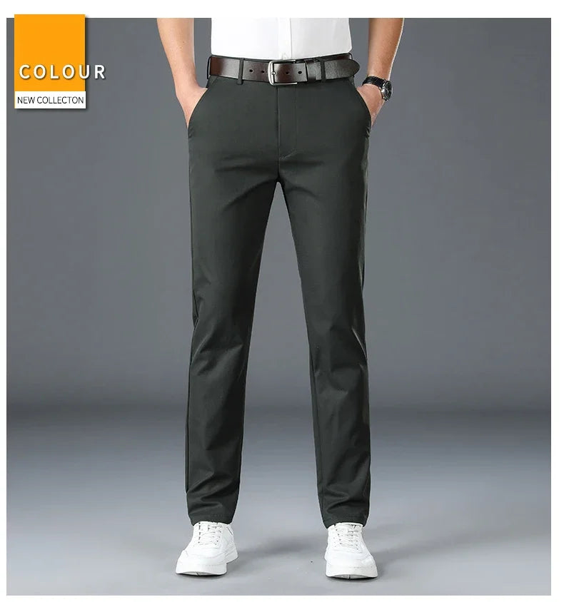 2024 Spring Autumn Men's Casual Pants Man Slim Fit Chinos Fashion Trousers Male Formal Trousers Brand Clothing Plus Size 30-40