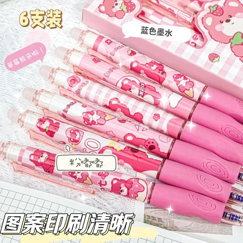 Sanrio Blue Erasable Gel Pen My Melody Cinnamoroll Cute Click Pen Hello Kitty Girly Heart Student Stationery Birthday Gift
