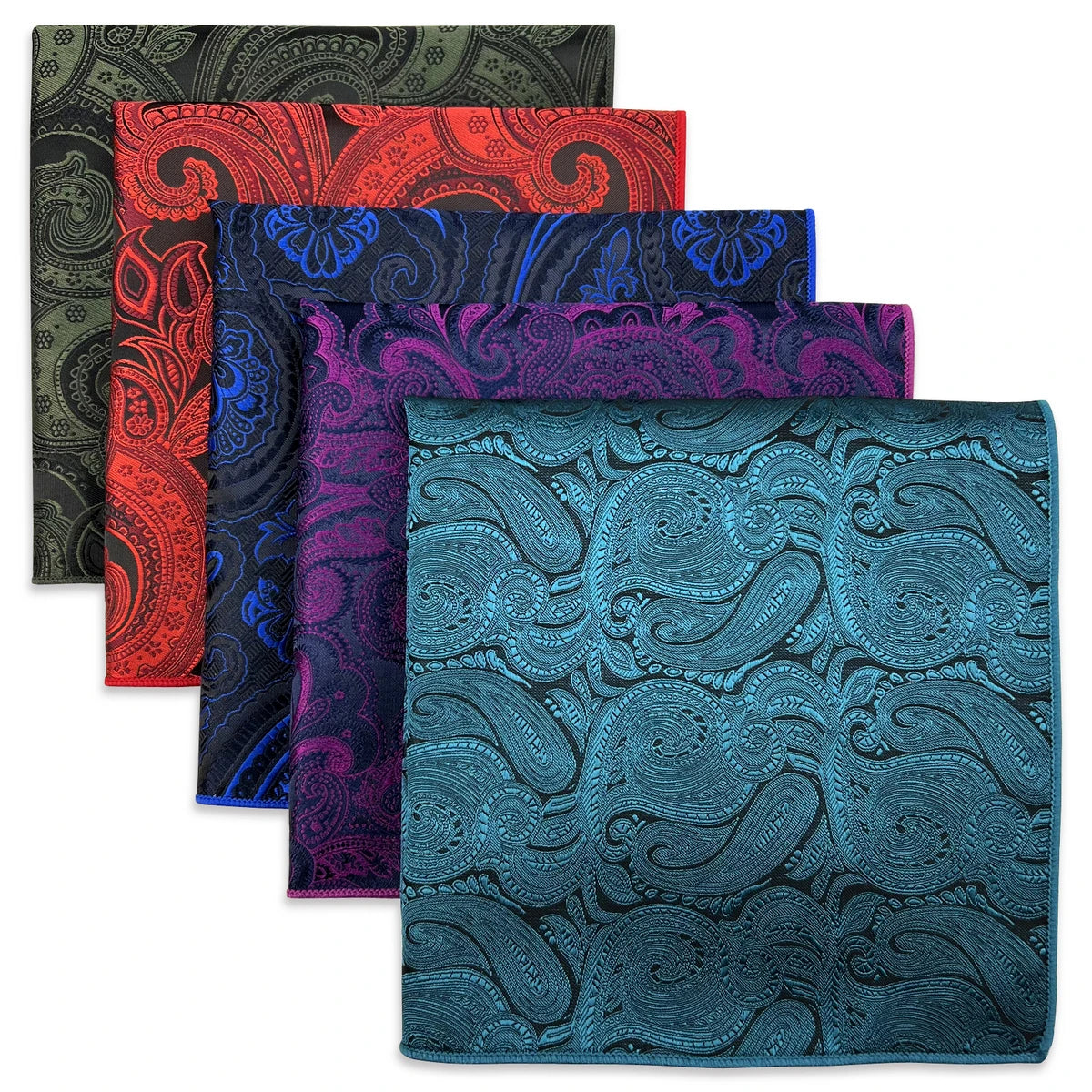 5 Pieces Colorful Assorted Mens Pocket Square Classic Handkerchief Set Gift