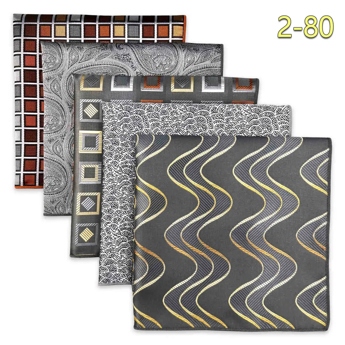 5 Pieces Colorful Assorted Mens Pocket Square Classic Handkerchief Set Gift