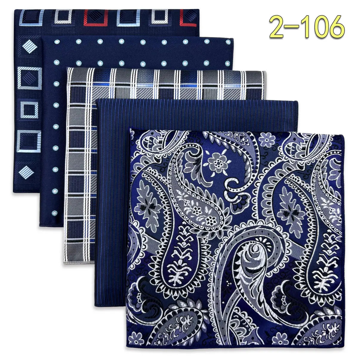 5 Pieces Colorful Assorted Mens Pocket Square Classic Handkerchief Set Gift