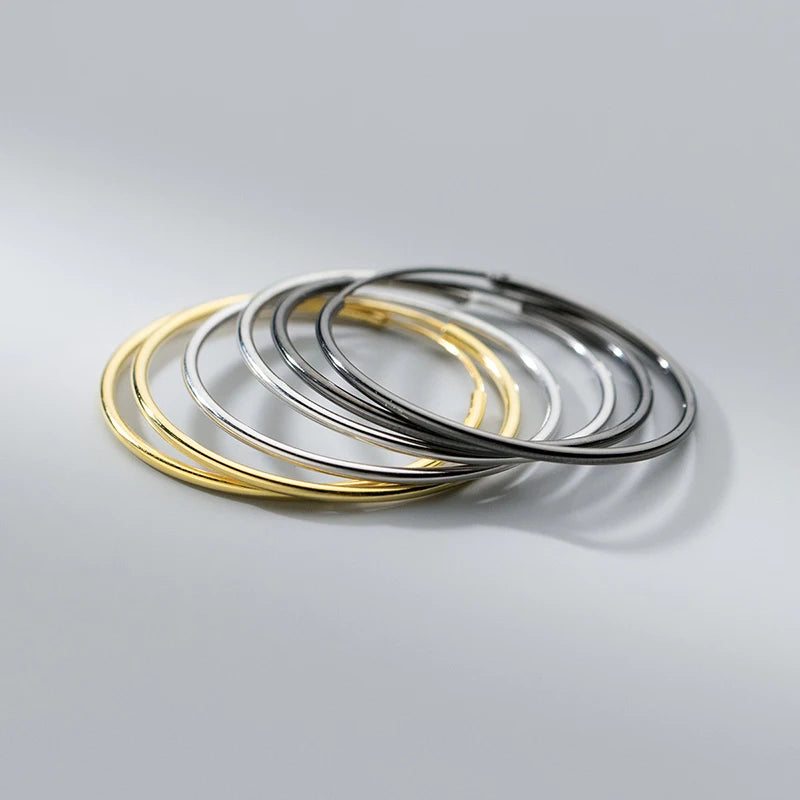 Real 925 Sterling Silver 1.2/1.5mm Wire Diameter Large Round Hoop Earrings for Women Classic Fine Jewelry Minimalist Accessories