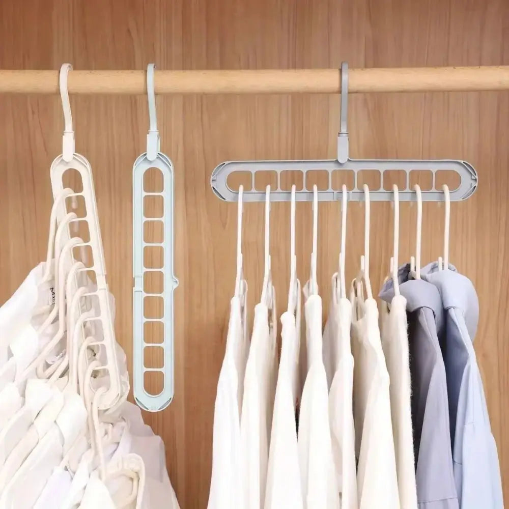 9-Hole Wardrobe Storage Rack Folding Anti-slip Clothes Drying Rack 360 Degree Rotation Multifunctional Foldable Clothes Hanger