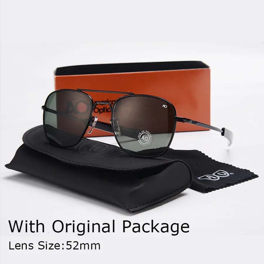 Fashion Classical Aviation Sunglasses Men AO Sun Glasses For Male American Army Military Glass Lens Oculos