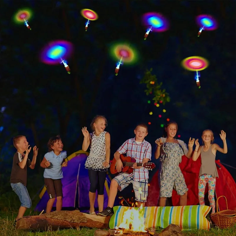 25 Sets LED Flying Set 25 Slingshot+25 Glow Helicopter-50 Pcs Outdoor Flying Toys Glow in The Dark Party Supplies Party Favors