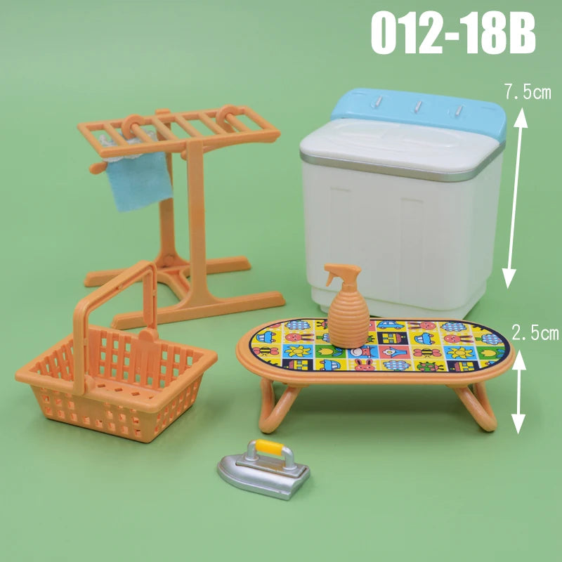 Dollhouse Furniture Kitchen Play Set Miniature Refrigerator 1:12 Mini Food Living Room Sofa Set Pretend Play  Accessores Toy