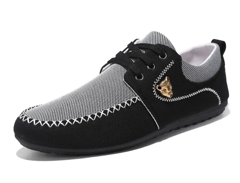 Mens Loafers Slip on Casual Shoes for Male 2024 New Breathable Canvas Driving Flats Comfortable Mocassins Non Slip Plus Size