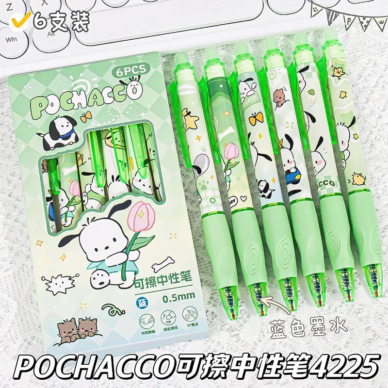 Sanrio Blue Erasable Gel Pen My Melody Cinnamoroll Cute Click Pen Hello Kitty Girly Heart Student Stationery Birthday Gift