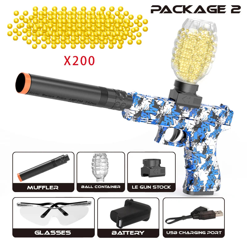 G18.Electric Gel Ball Blaster Toy Gun, High-Speed Rechargeable, Summer Outdoor Fun, Family Pool/BBQ Games