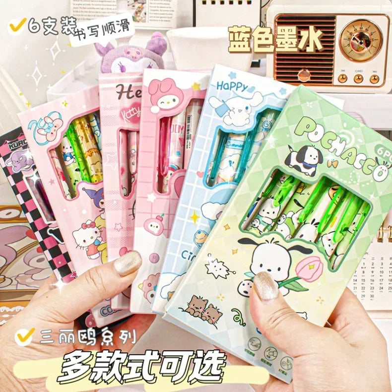 Sanrio Blue Erasable Gel Pen My Melody Cinnamoroll Cute Click Pen Hello Kitty Girly Heart Student Stationery Birthday Gift