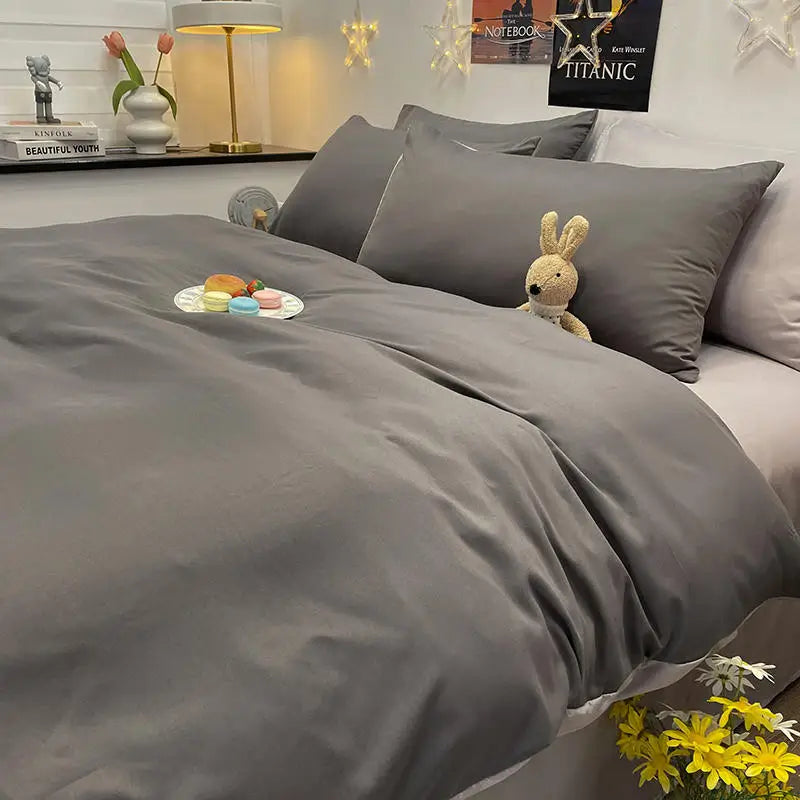 Bonenjoy 1 pc housse de couette  Dark Gray Color Duvet Cover Double Size funda nordica cama 150 Queen/King Size Bed Cover