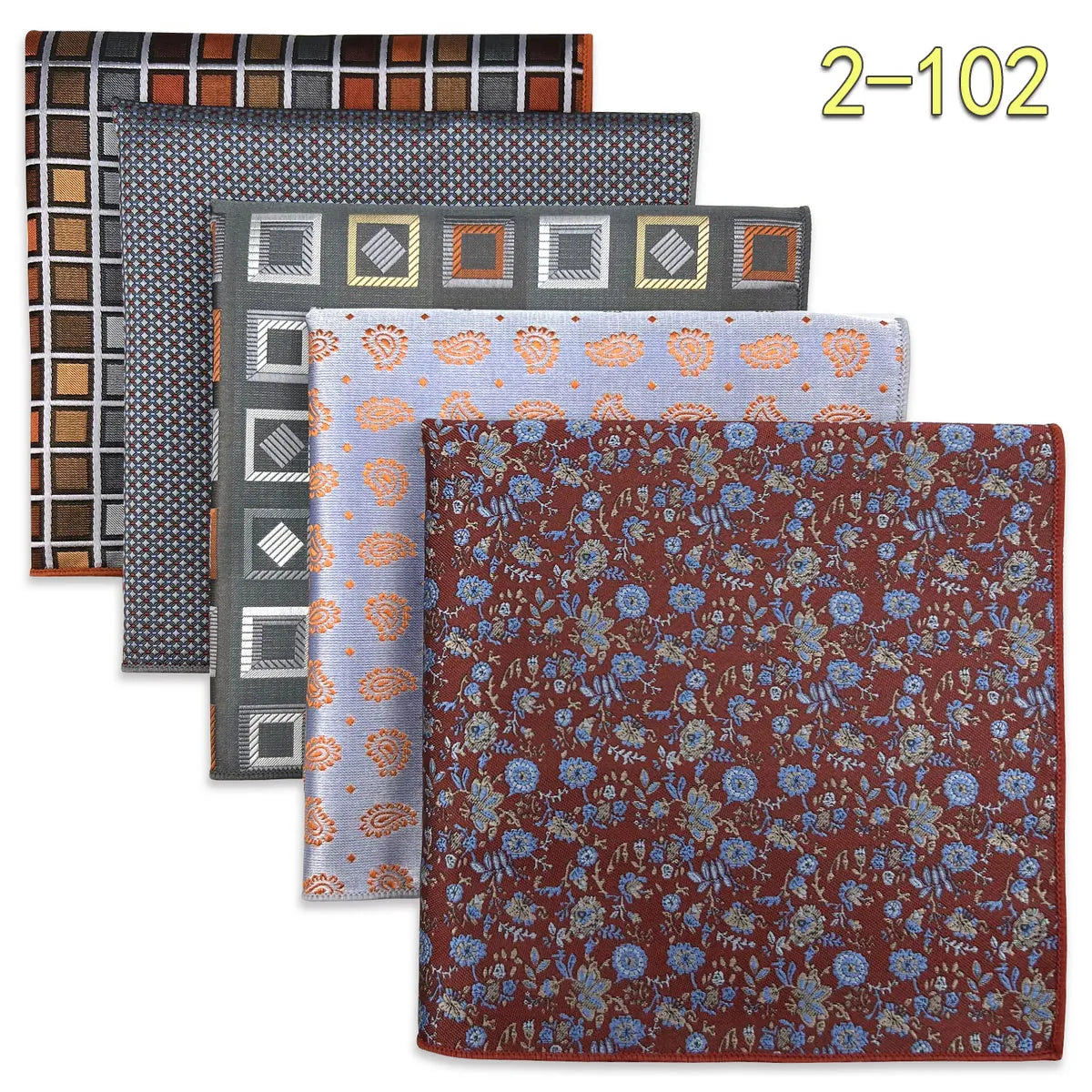 5 Pieces Colorful Assorted Mens Pocket Square Classic Handkerchief Set Gift