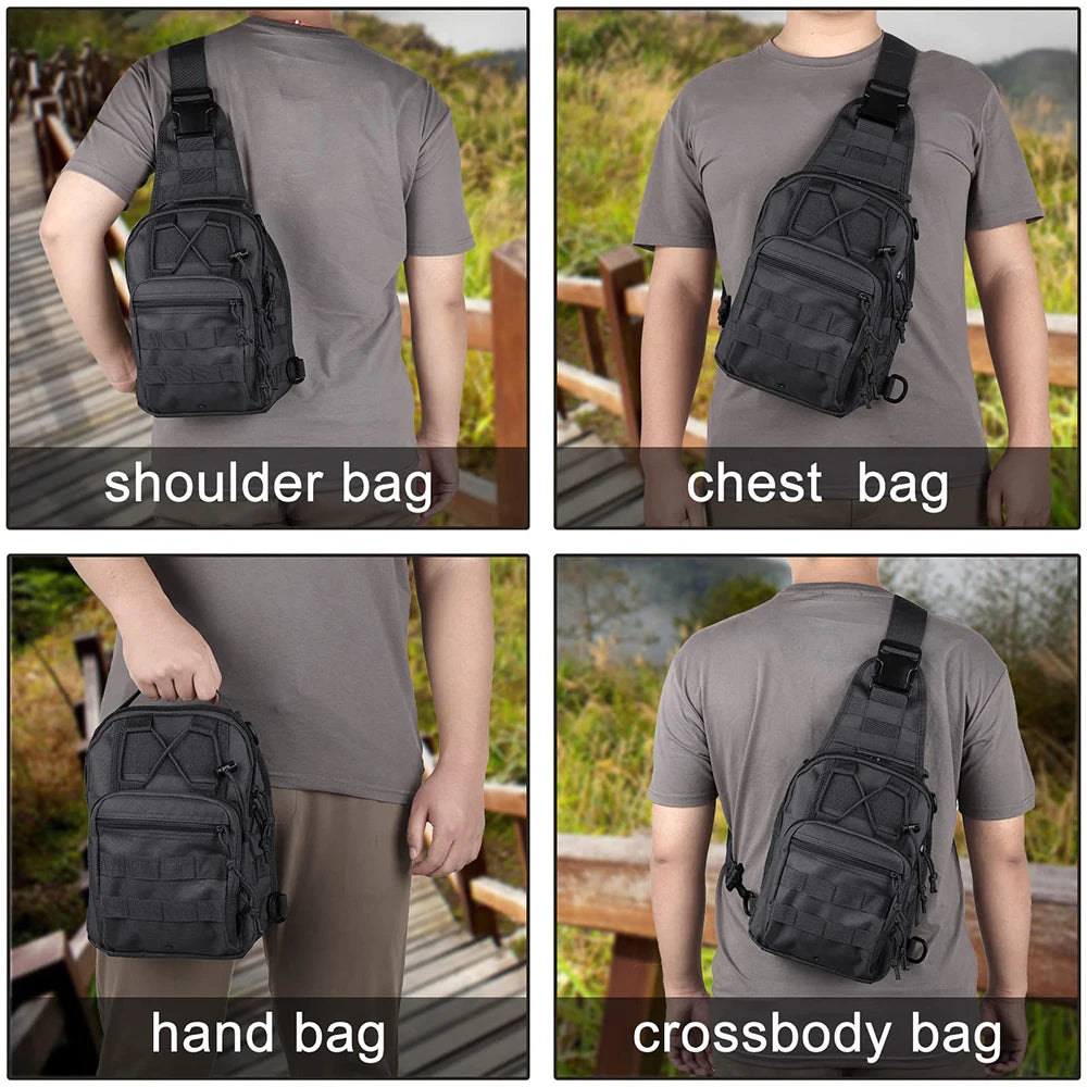 Tactical Sling Bag Outdoor Shoulder Bag with Molle Design and Waterproof Tactical Backpack for Men Caping Hiking Hunting Bags