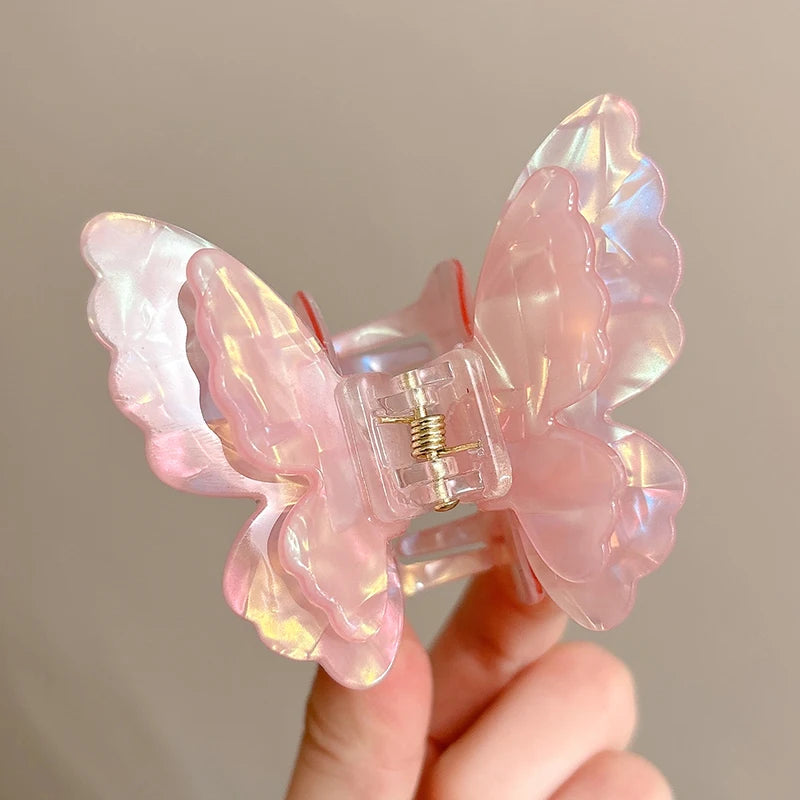 AWAYTR Fairy Butterfly Hair Claw Acetate Crab Hair Clip Sweet Princess Shark Clip for Women Girl Hairpin Hair Accessories