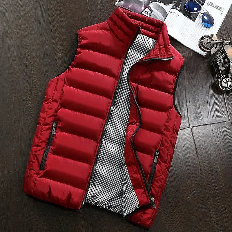 New Autumn Casual Sleeveless Vest Men Jacket Fashion Warm Windproof Cotton Coat Male Winter High Quality Clothing Men Waistcoat