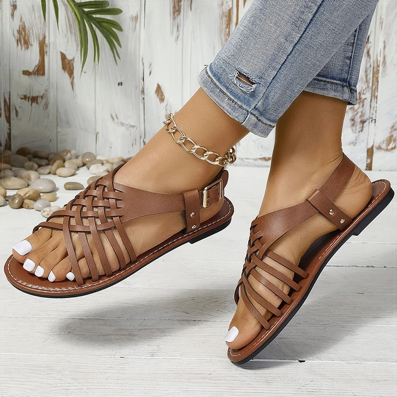Women's Sandals 2025 Summer Sandals Shoes Woman Flat Sandalias De Mujer Casual Beach Shoes Summer Footwear Female Flats Sandals