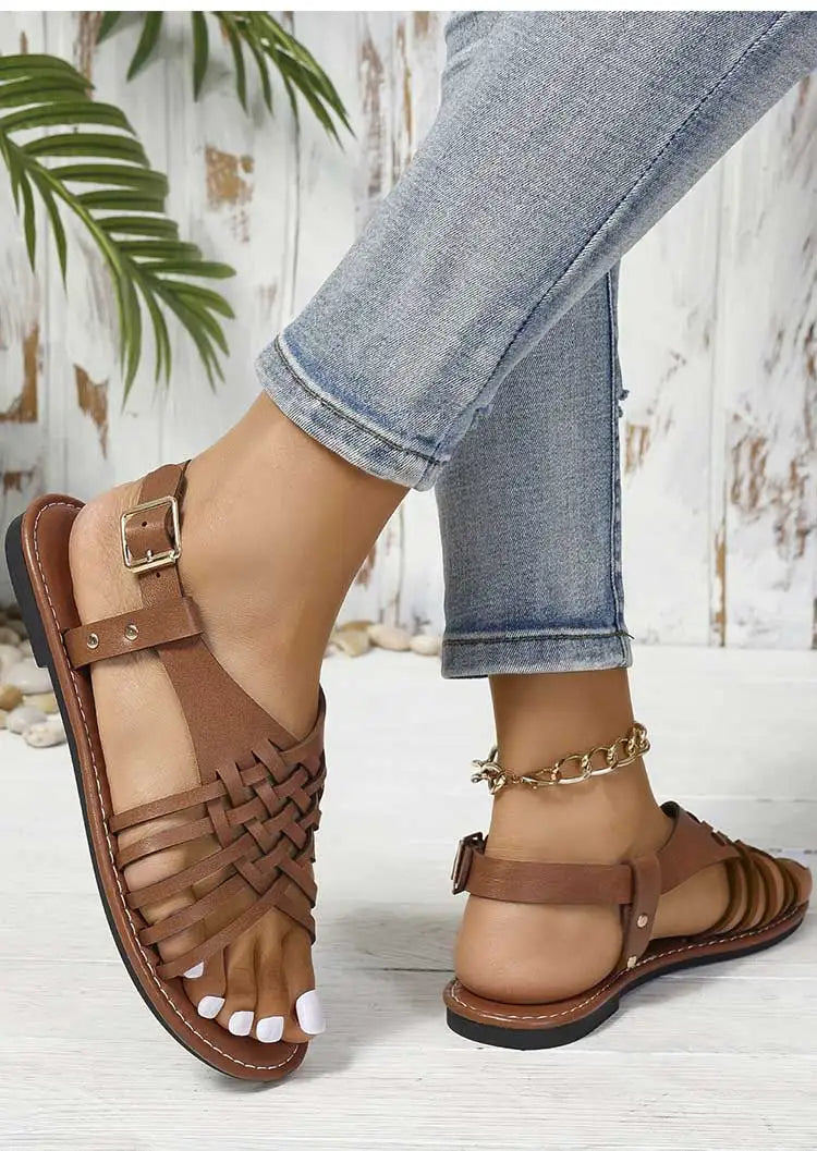 Women's Sandals 2025 Summer Sandals Shoes Woman Flat Sandalias De Mujer Casual Beach Shoes Summer Footwear Female Flats Sandals