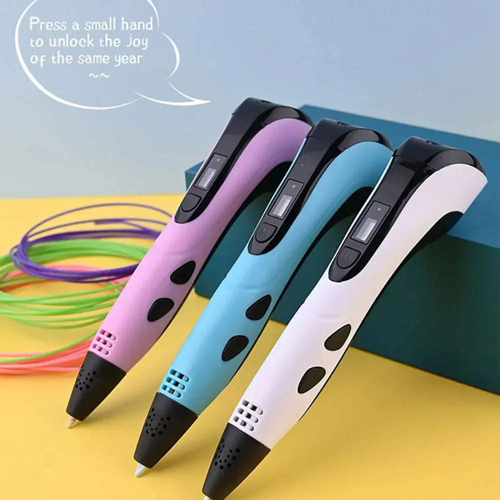 3D Printing Pen With LED Display 3D Pen Set for Kids Filament Children USB Drawing Tool Drawing Toy DIY Christmas Birthday Gift