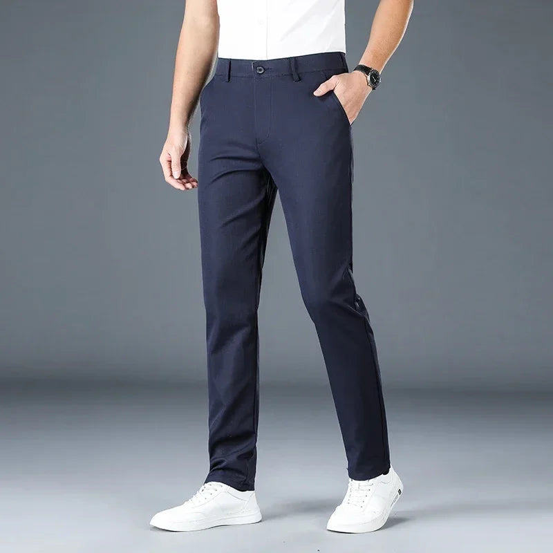 2024 Spring Autumn Men's Casual Pants Man Slim Fit Chinos Fashion Trousers Male Formal Trousers Brand Clothing Plus Size 30-40