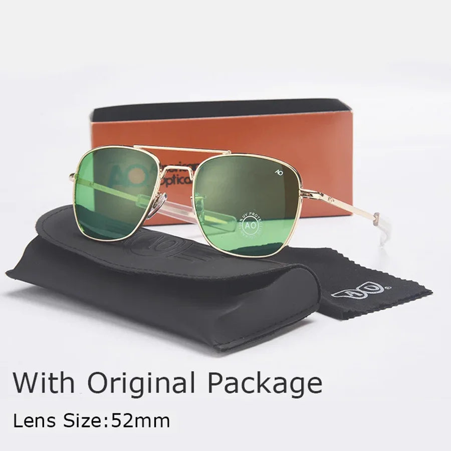 Fashion Classical Aviation Sunglasses Men AO Sun Glasses For Male American Army Military Glass Lens Oculos
