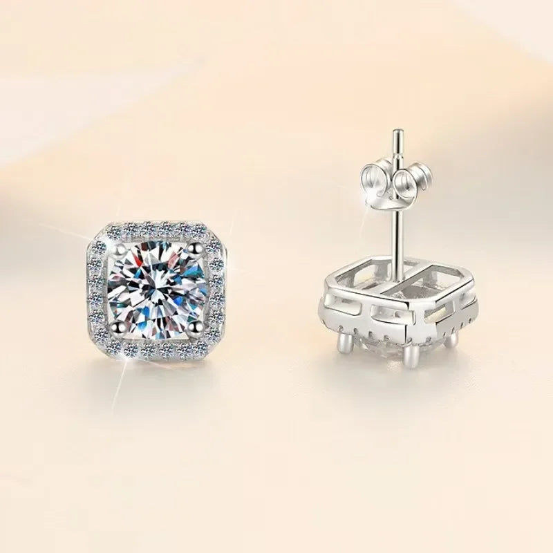 Diamond Earrings Mosonite Earring Square Bag Earrings marry Jewelry simple and fashionable party, Valentine's Day gift