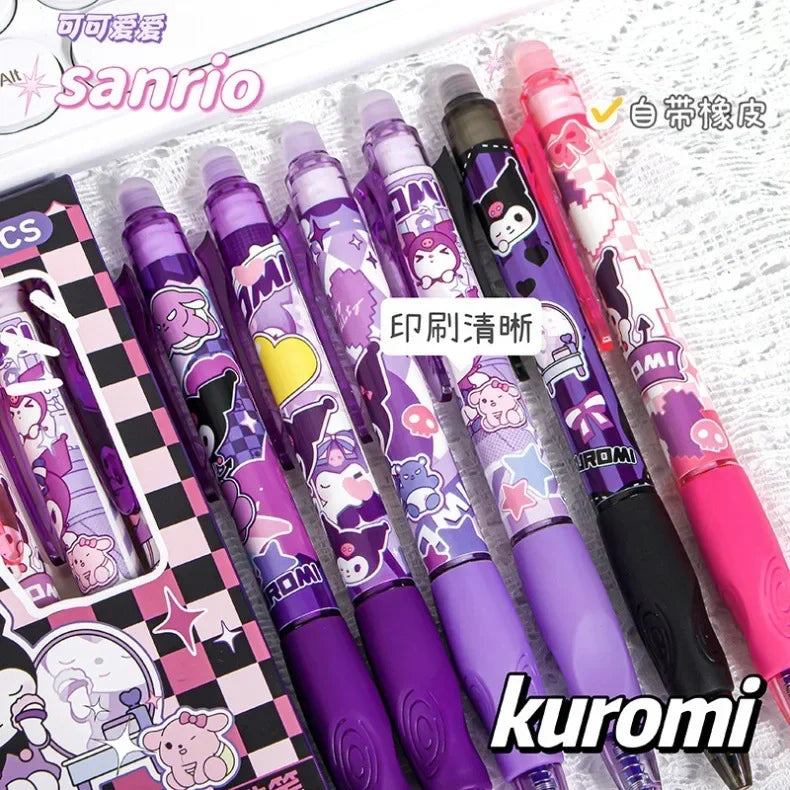 Sanrio Blue Erasable Gel Pen My Melody Cinnamoroll Cute Click Pen Hello Kitty Girly Heart Student Stationery Birthday Gift