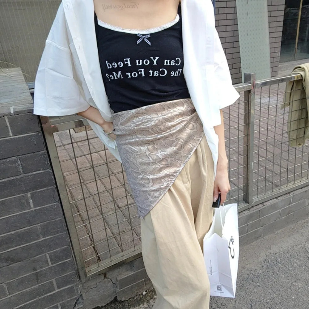 Fashion Y2K Snake Print Hair Scarf Soft Square Serpentine Hair Band Hip Hop Turban Snake Punk Bandana Girls