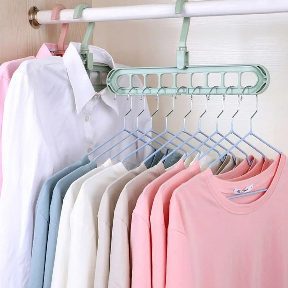 9-Hole Wardrobe Storage Rack Folding Anti-slip Clothes Drying Rack 360 Degree Rotation Multifunctional Foldable Clothes Hanger